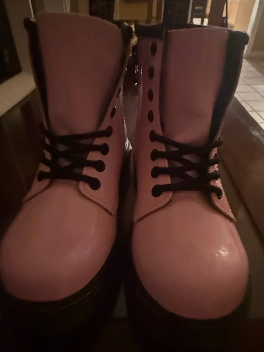 Dr. Martens Pink Lace-Up Combat Boots